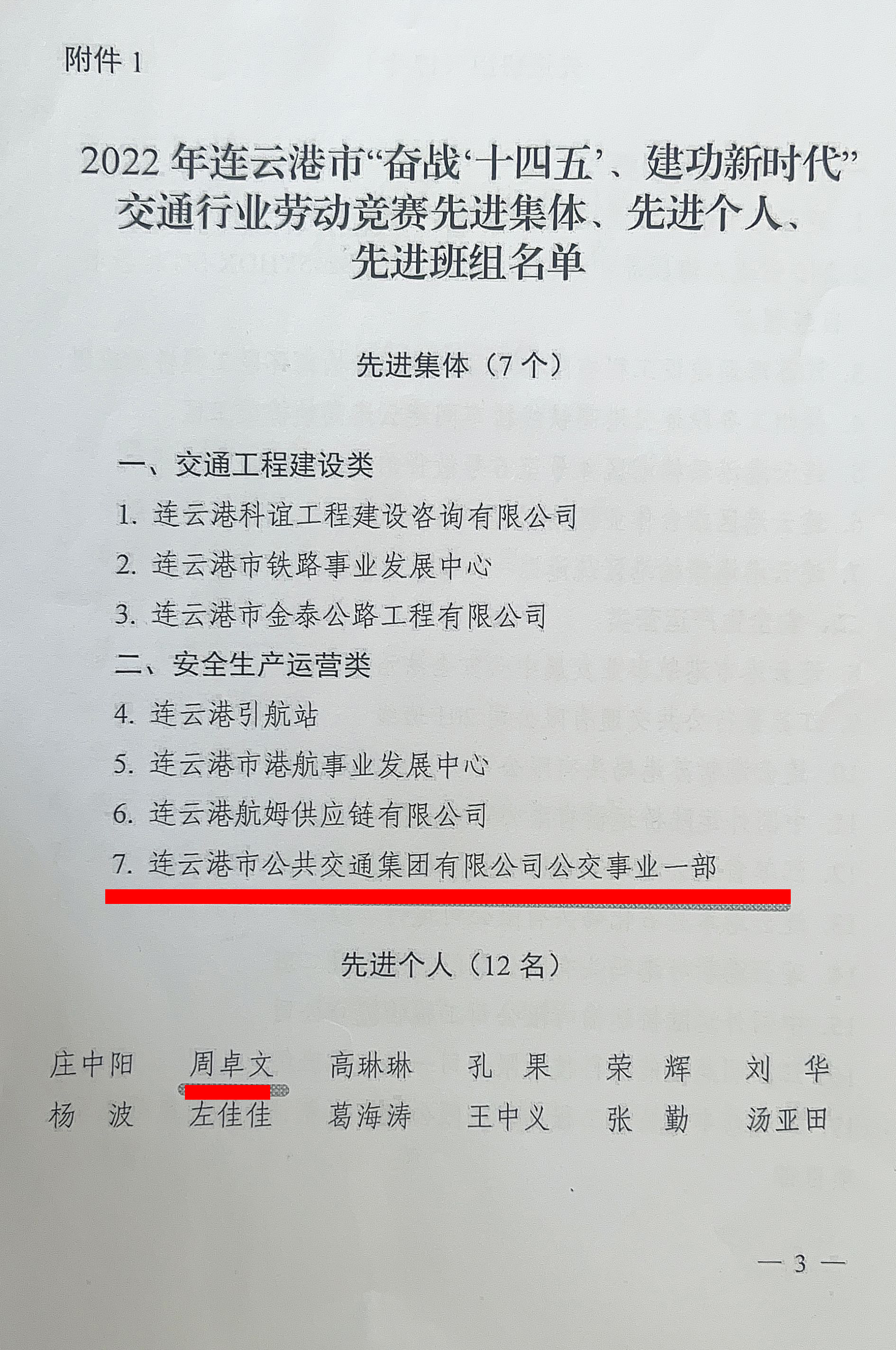 公交集團(tuán)公交事業(yè)一部喜獲“奮戰(zhàn)‘十四五’、建功新時(shí)代”勞動(dòng)競賽先進(jìn)集體、先進(jìn)個(gè)人